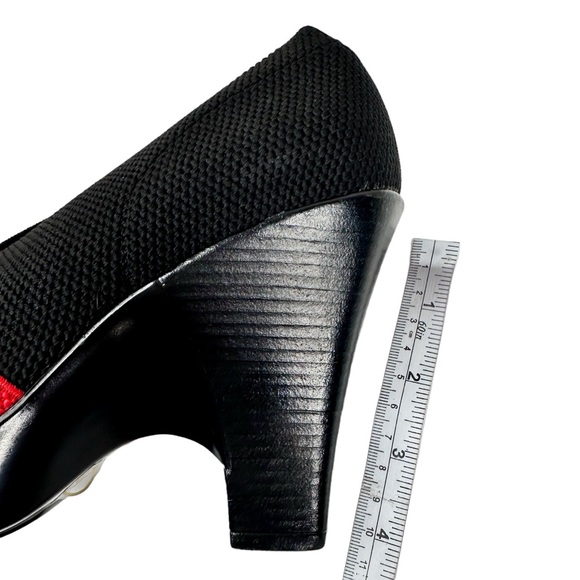 NWT Charleston Shoe Co. Wedge Heel Shoes Black Red Knit SZ 9 - Picture 7 of 12